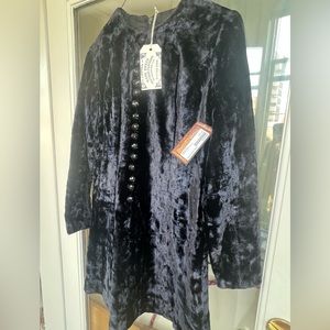 Vintage 1960s mini dress velvet with crystal buttons